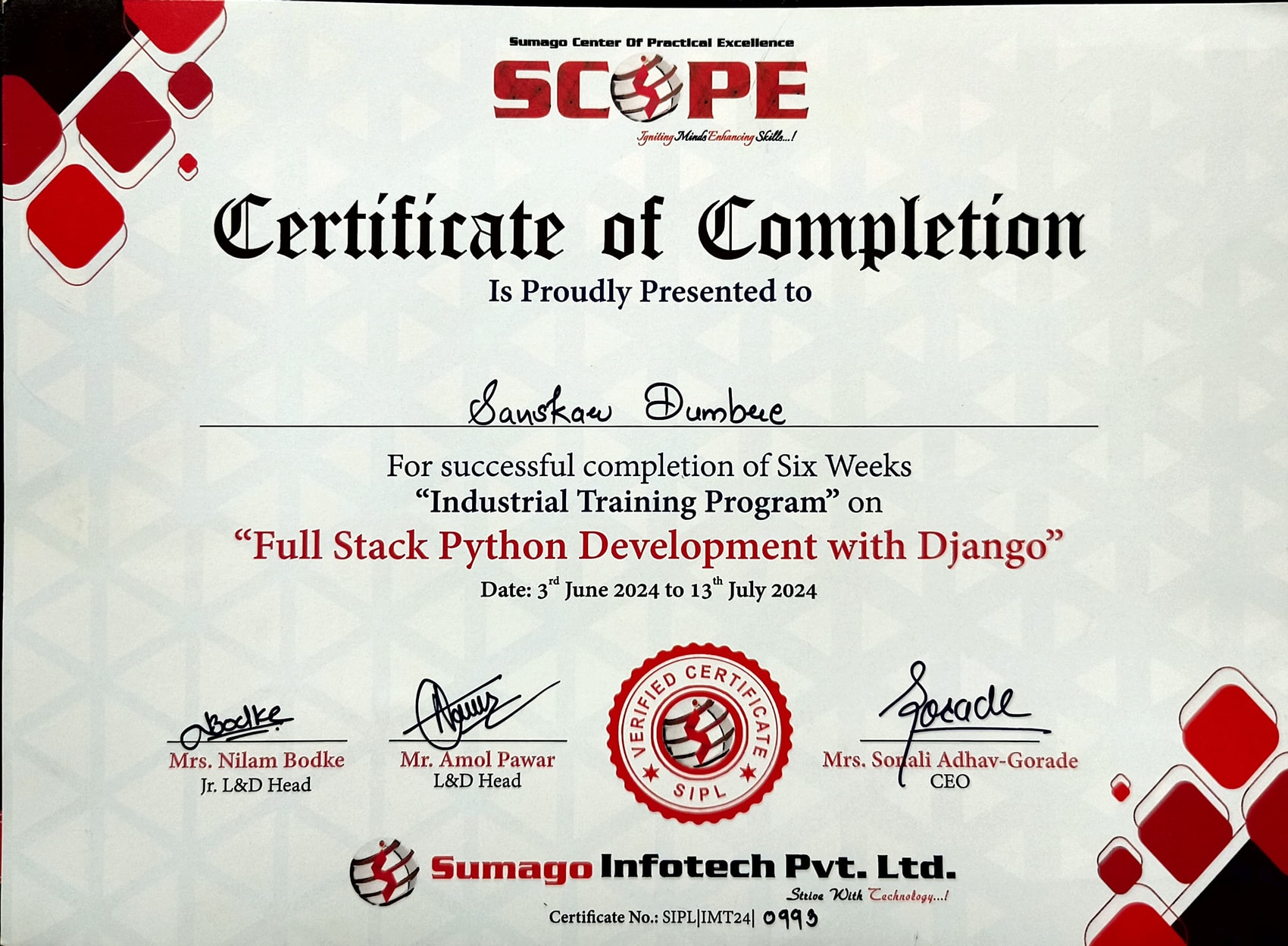 Sumago Full-Stack Internship